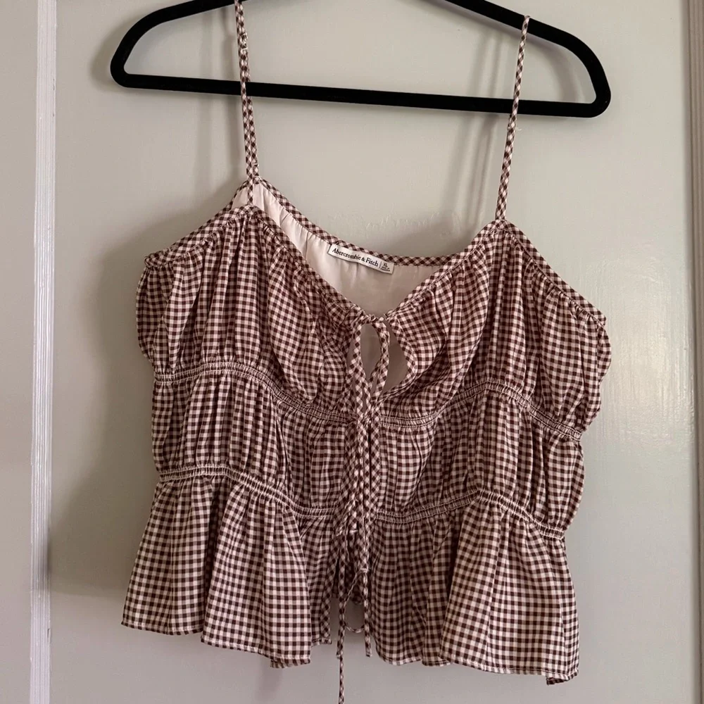 Abercrombie Brown Gingham Top - Picture 1 of 4